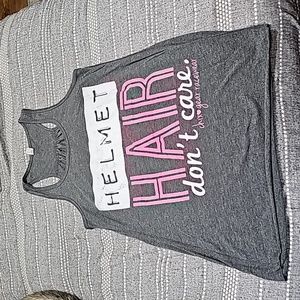 Chixgear Racewear Helmet Hair Don't Care Racerback Tank Top